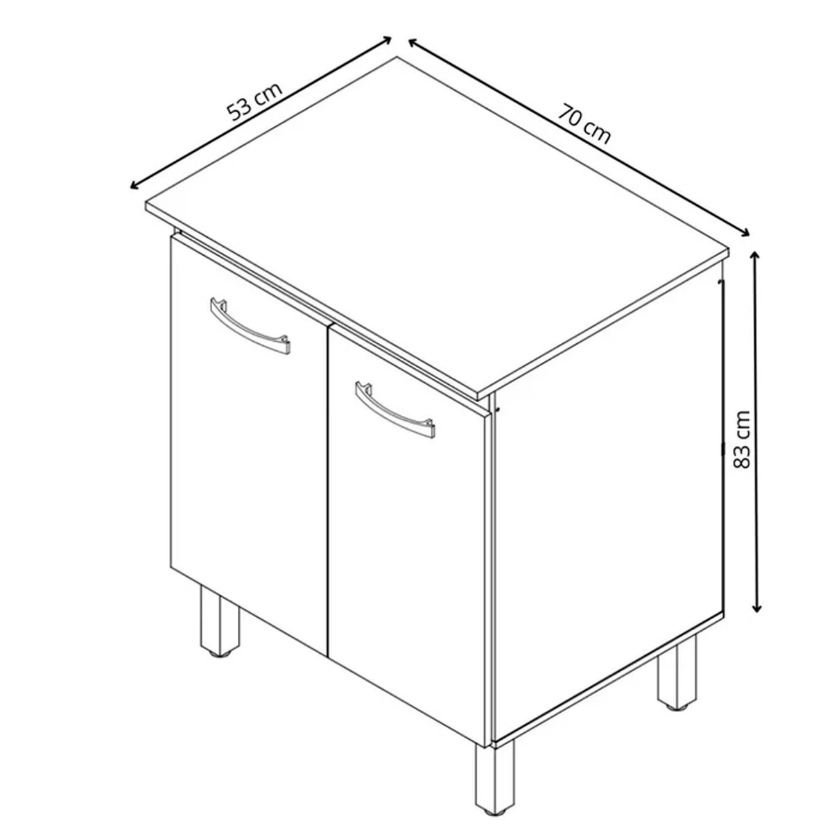 Balcão Multiuso de Cozinha 2 Portas Helena Branco