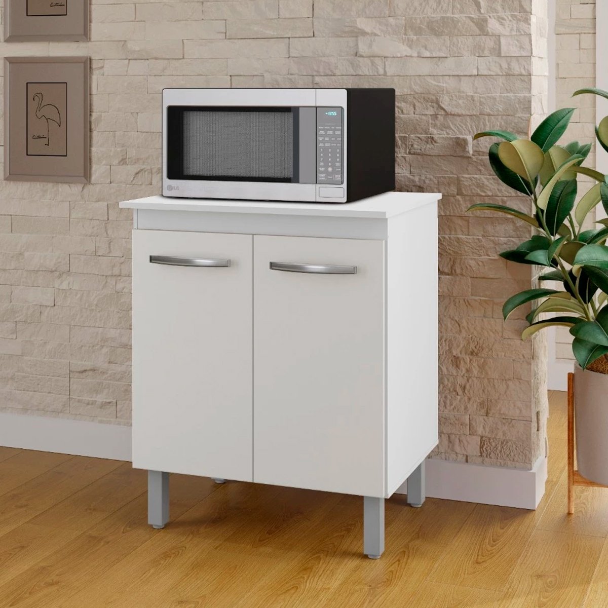 Balcão Multiuso de Cozinha 2 Portas Helena Branco