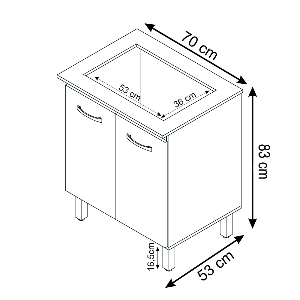 Balcao 70cm Com Tampo Para Cooktop 4 Bocas 9250 Branco Mobbs