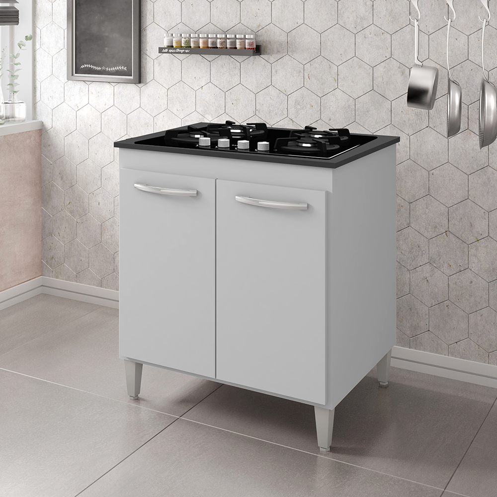 Balcao 70cm Com Tampo Para Cooktop 4 Bocas 9250 Branco Mobbs
