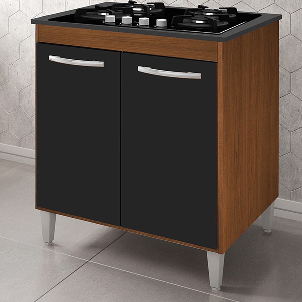 Balcao 70cm Com Tampo Para Cooktop 4 Bocas 9250 Savana Preto Mobbs