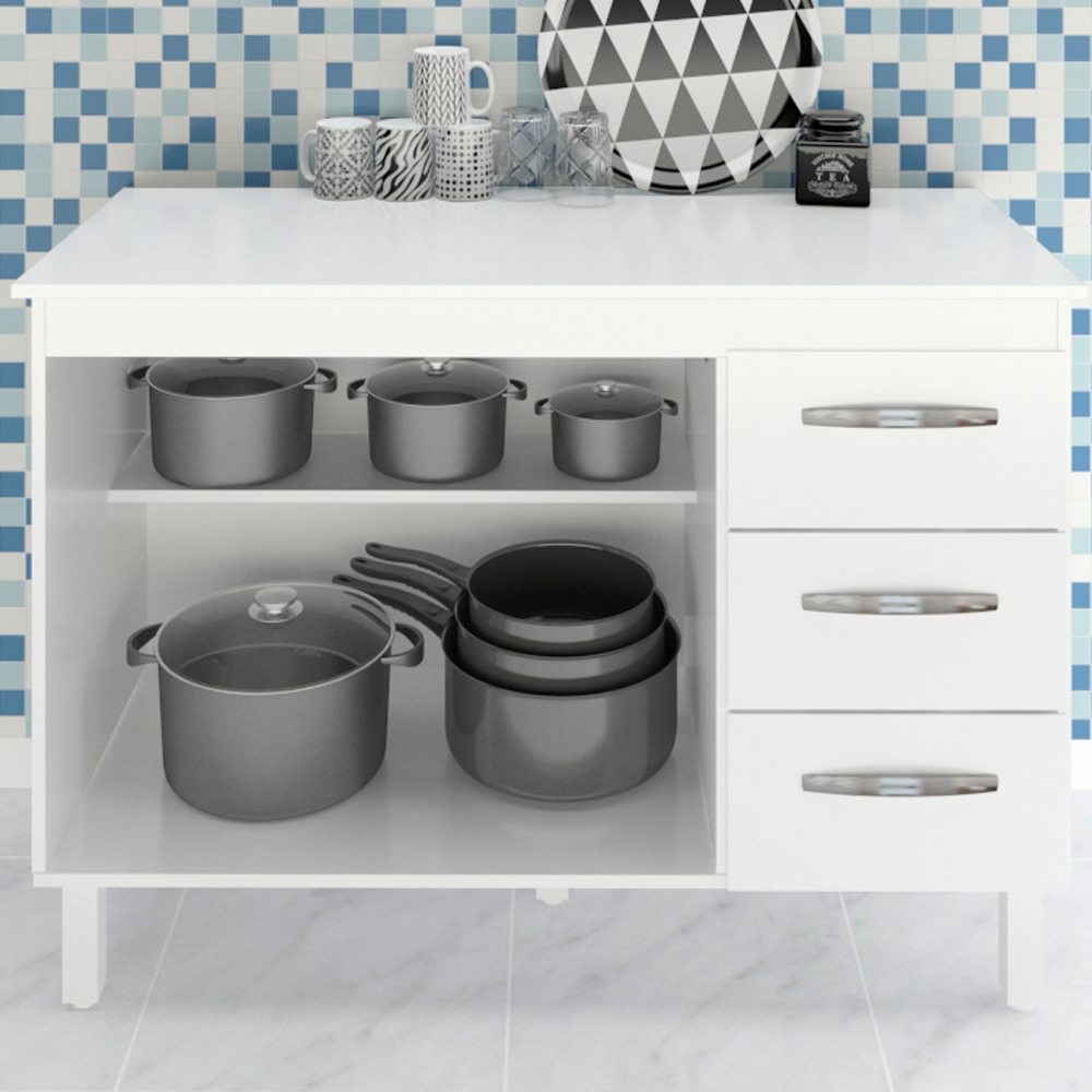 Balcao Com Tampo 120cm 9110x9300 Branco Mobbs