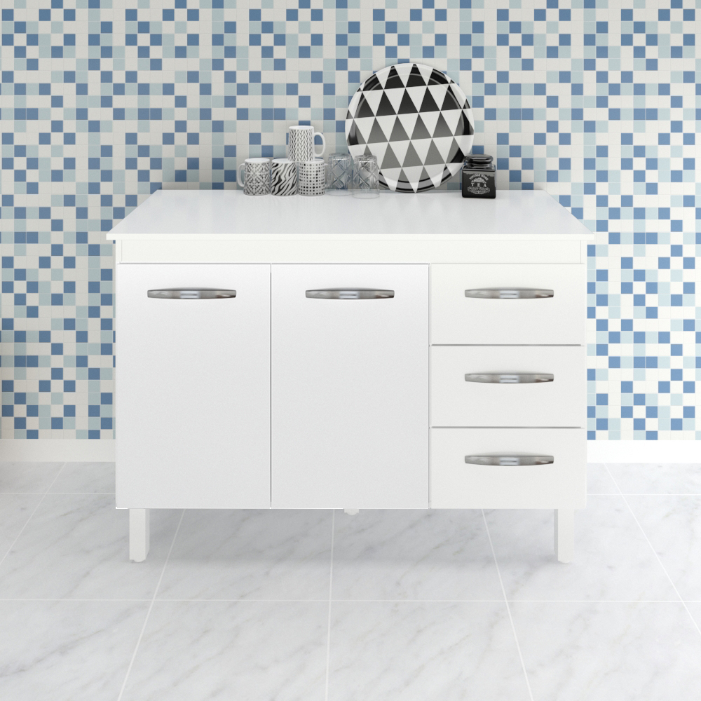 Balcao Com Tampo 120cm 9110x9300 Branco Mobbs