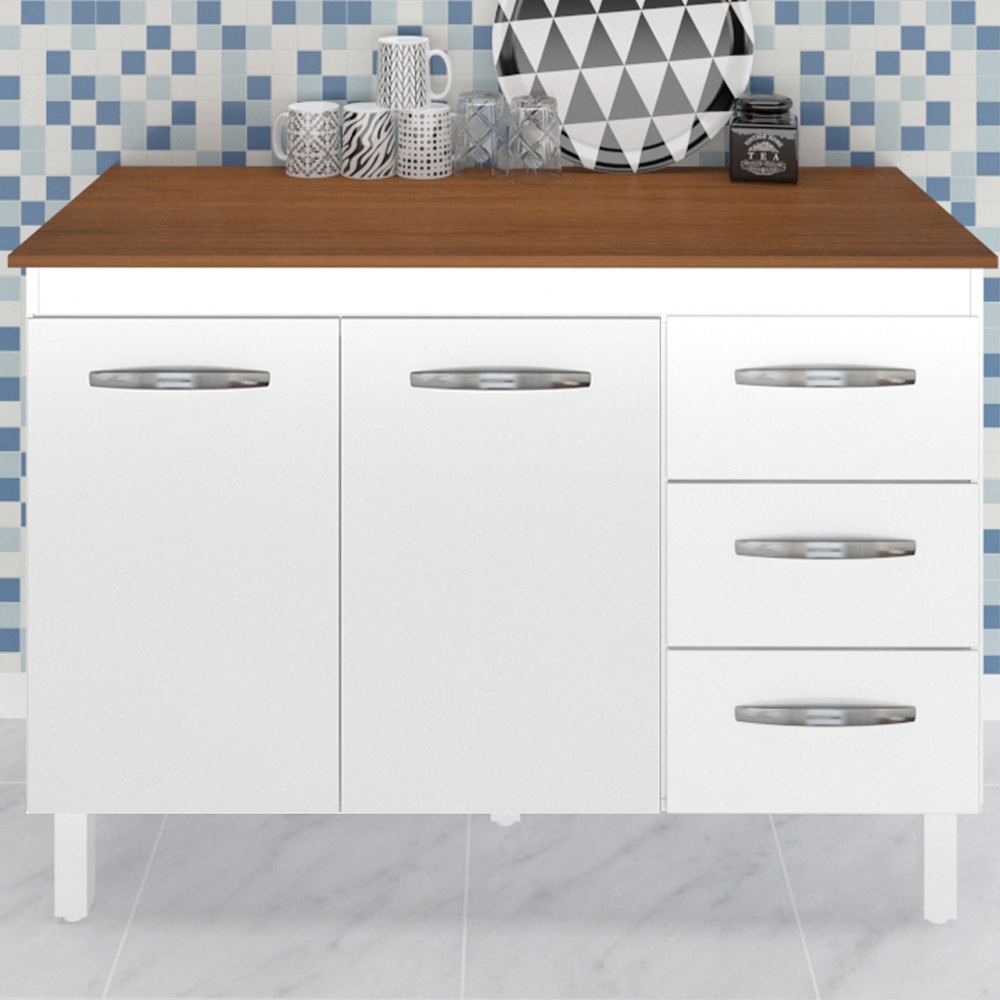 Balcao Com Tampo 120cm 9110x9300 Branco Savana Mobbs