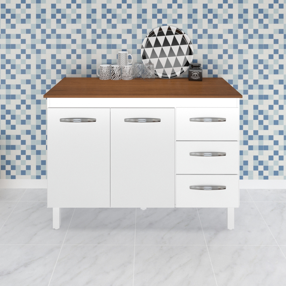 Balcao Com Tampo 120cm 9110x9300 Branco Savana Mobbs