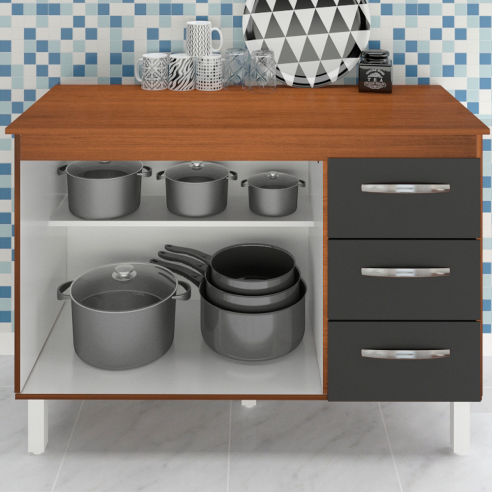 Balcao Com Tampo 120cm 9110x9300 Preto Savana Mobbs