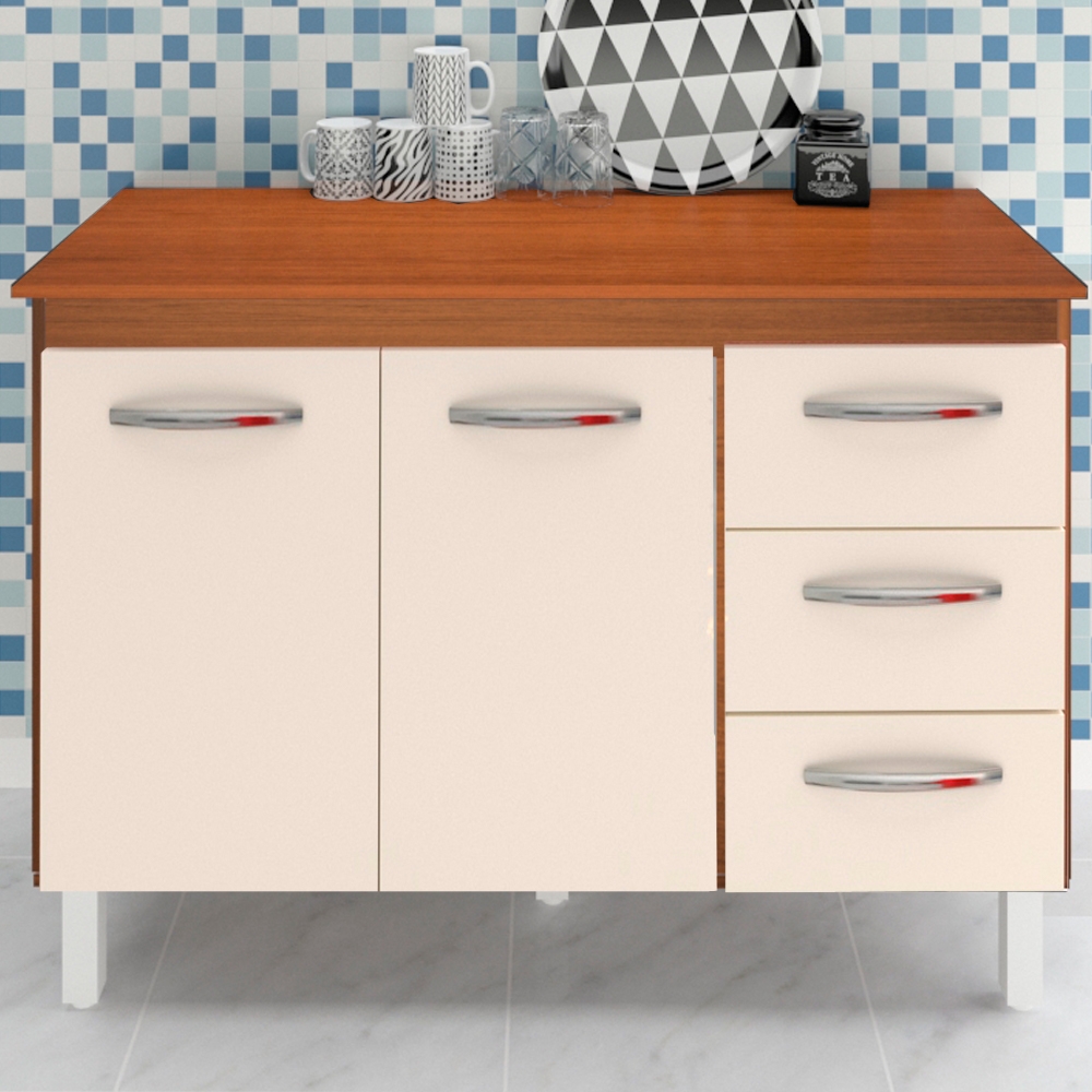Balcao Com Tampo 120cm 9110x9300 Savana Off White Mobbs