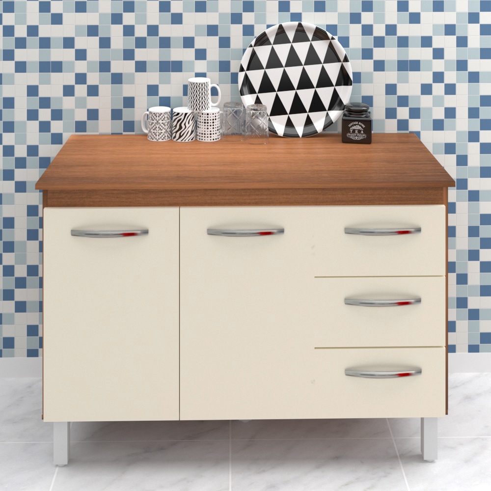 Balcao Com Tampo 120cm 9110x9300 Savana Off White Mobbs
