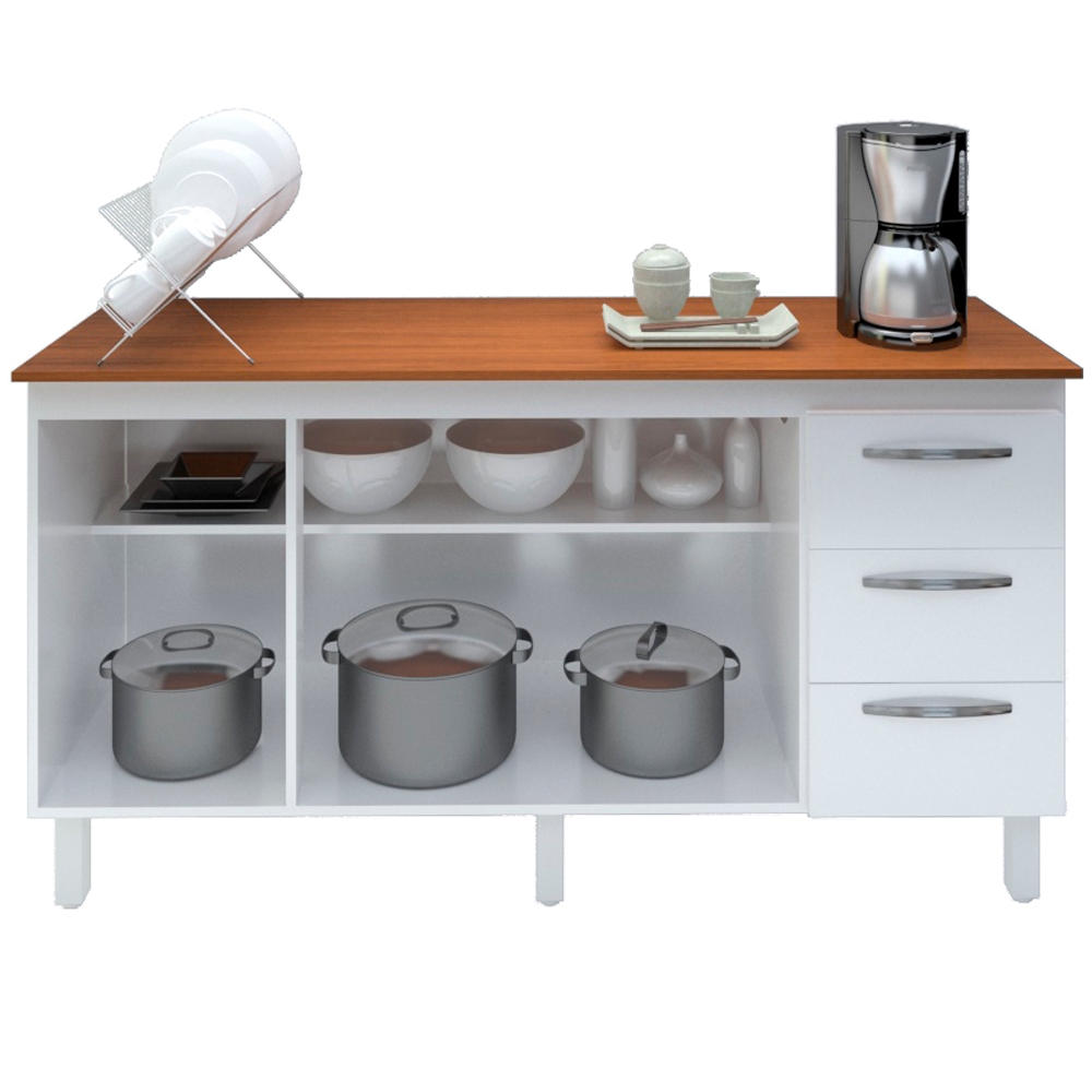 Balcao Com Tampo 150cm 9130x9310 Branco Savana Mobbs