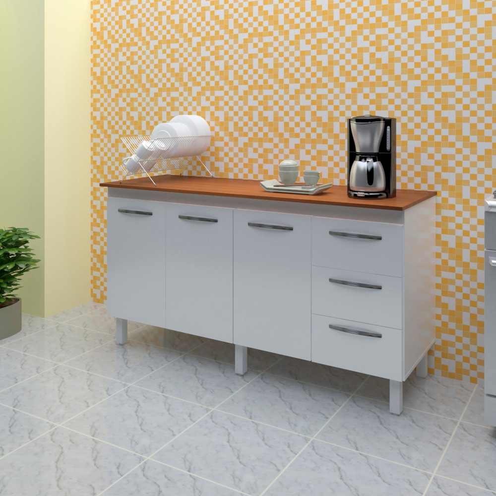 Balcao Com Tampo 150cm 9130x9310 Branco Savana Mobbs