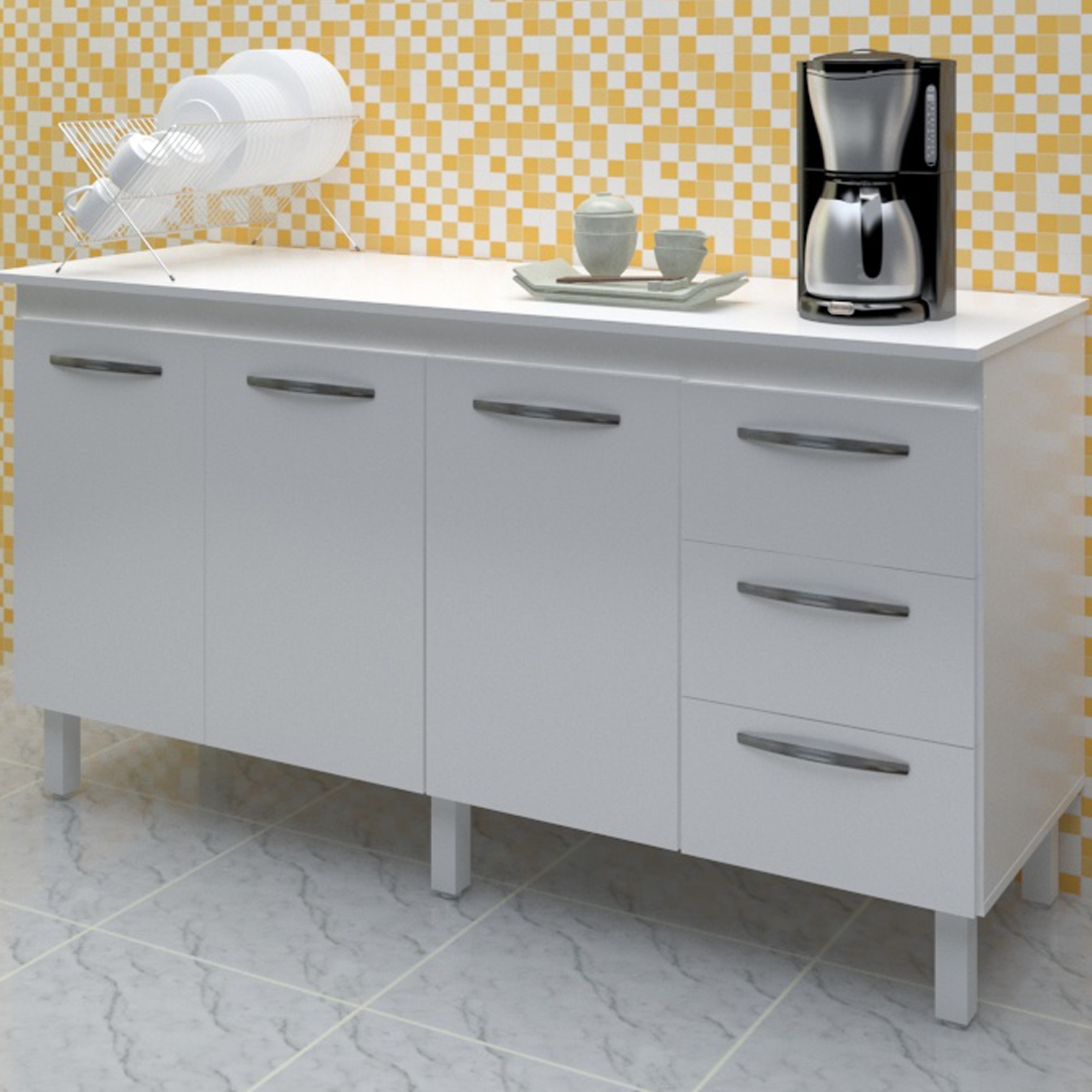Balcao Com Tampo 160cm 9140X9320 Branco Mobbs