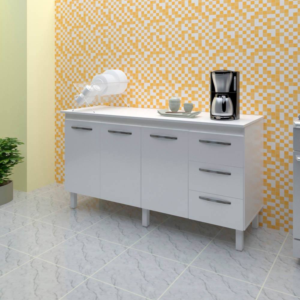 Balcao Com Tampo 160cm 9140X9320 Branco Mobbs