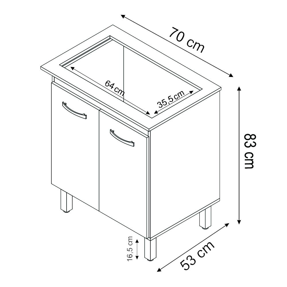 Balcao Com Tampo 70cm Para Cooktop 5 Bocas 9255 Savana Off White Mobbs