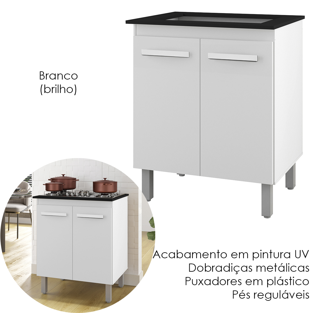 Balcao Com Tampo 75 cm Para Cooktop 5 Bocas 9255 Branco Mobbs