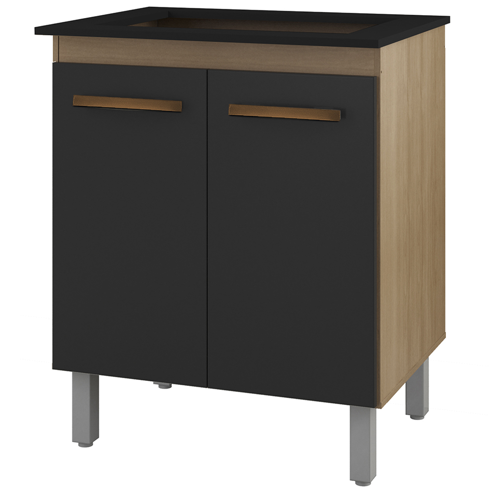 Balcao Com Tampo 75 cm Para Cooktop 5 Bocas 9255 Savana Preto Mobbs