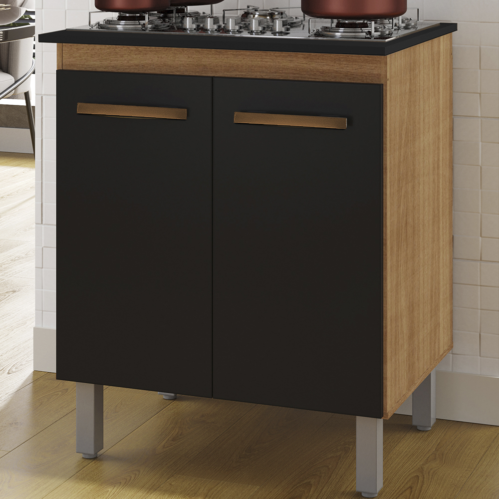 Balcao Com Tampo 75 cm Para Cooktop 5 Bocas 9255 Savana Preto Mobbs