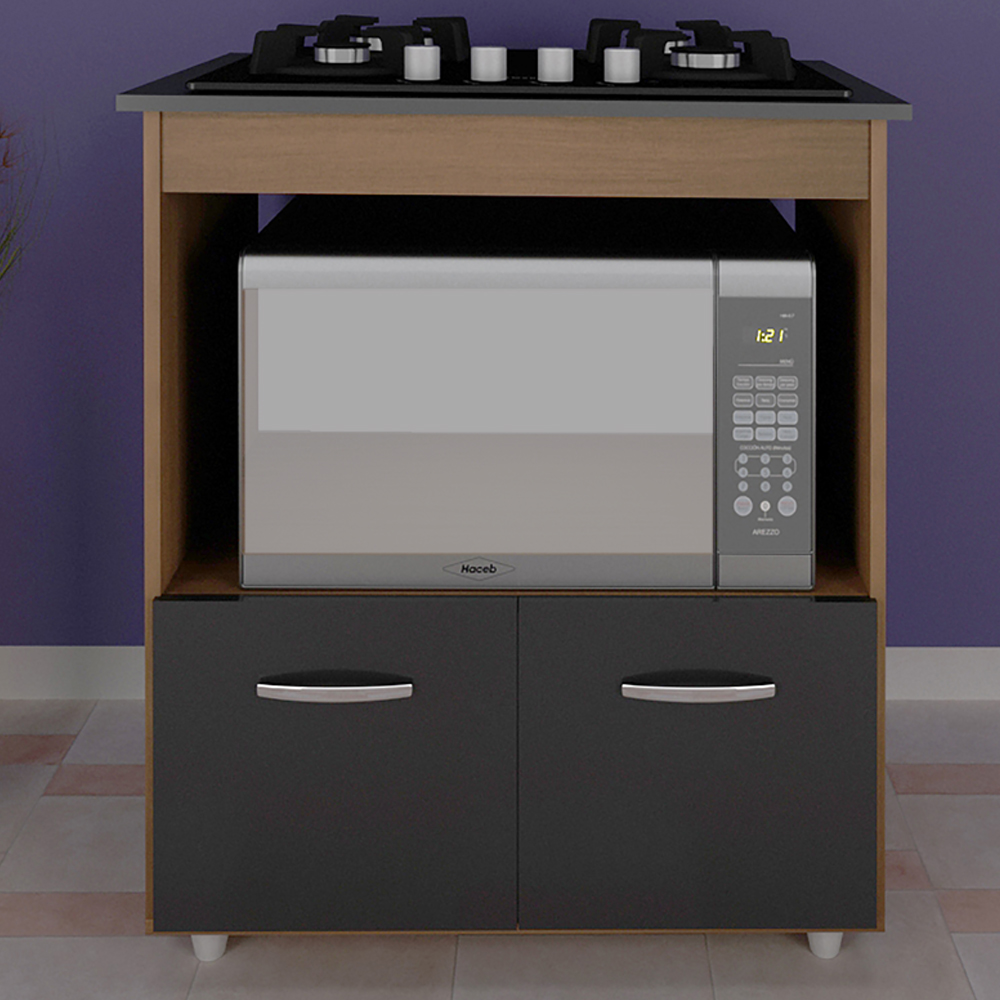 Balcao Com Tampo Cooktop 4 Bocas 75cm 9440 Savana Preto Mobbs
