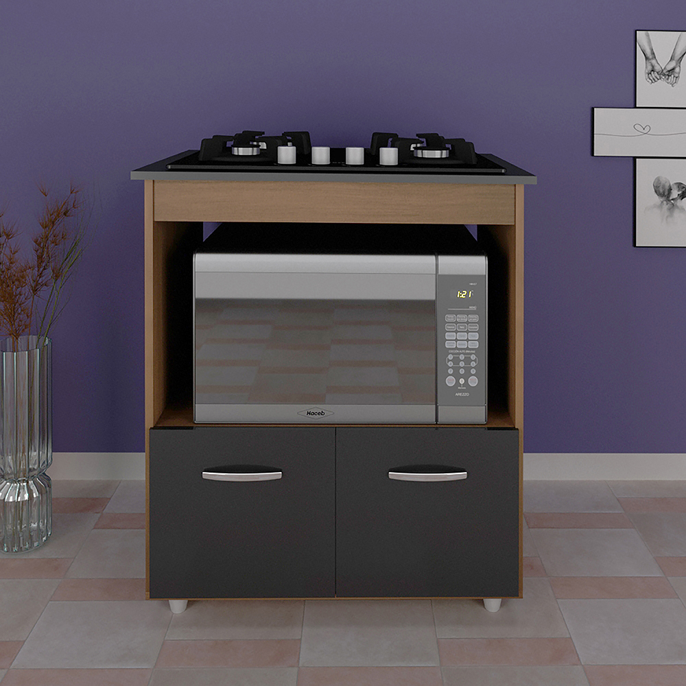 Balcao Com Tampo Cooktop 4 Bocas 75cm 9440 Savana Preto Mobbs