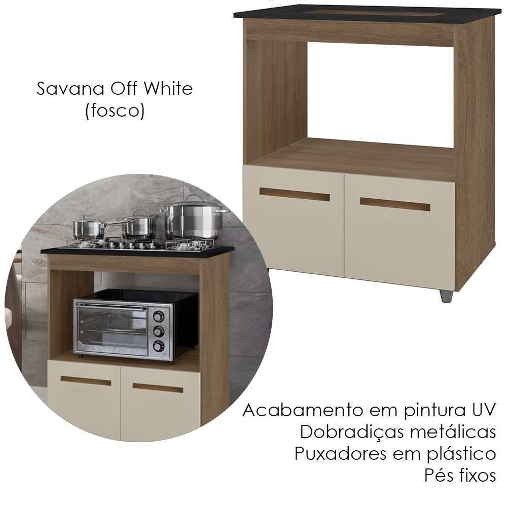 Balcao Com Tampo Cooktop 5 Bocas 75cm 9445 Savana Off White Mobbs