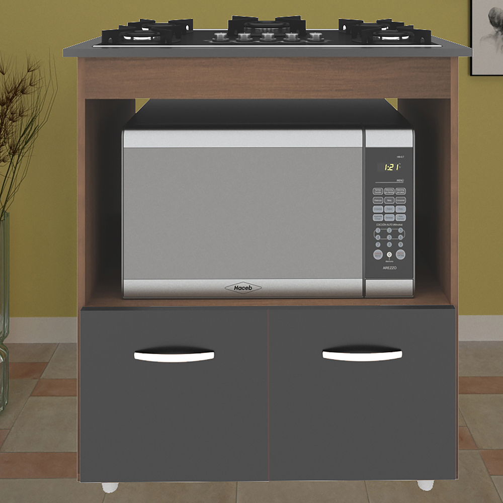 Balcao Com Tampo Cooktop 5 Bocas 75cm 9445 Savana Preto Mobbs