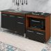 Balcao Cooktop 4 Bocas e Pia 120cm Savana Preto Mobbs