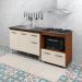 Balcao Cooktop 5 Bocas e Pia 120cm Savana Off White Mobbs