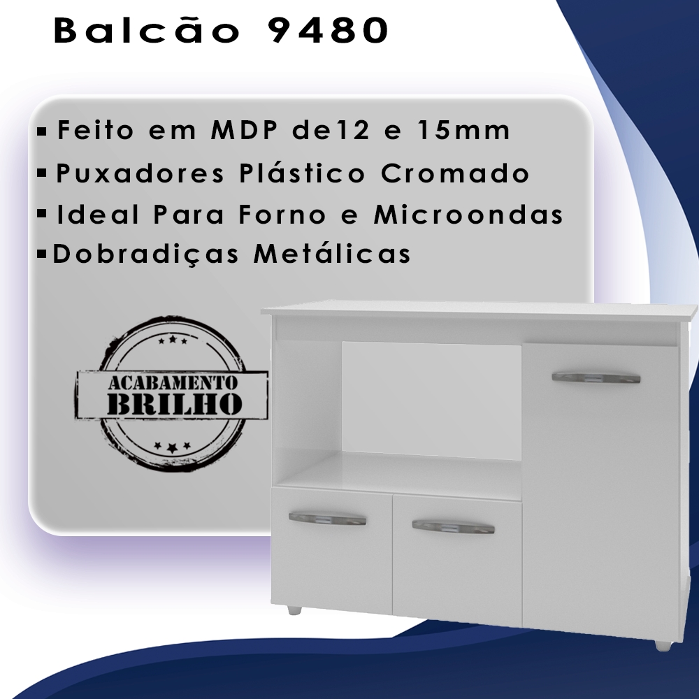 Balcao Multiuso 3 Portas 114cm 9480 Branco Mobbs