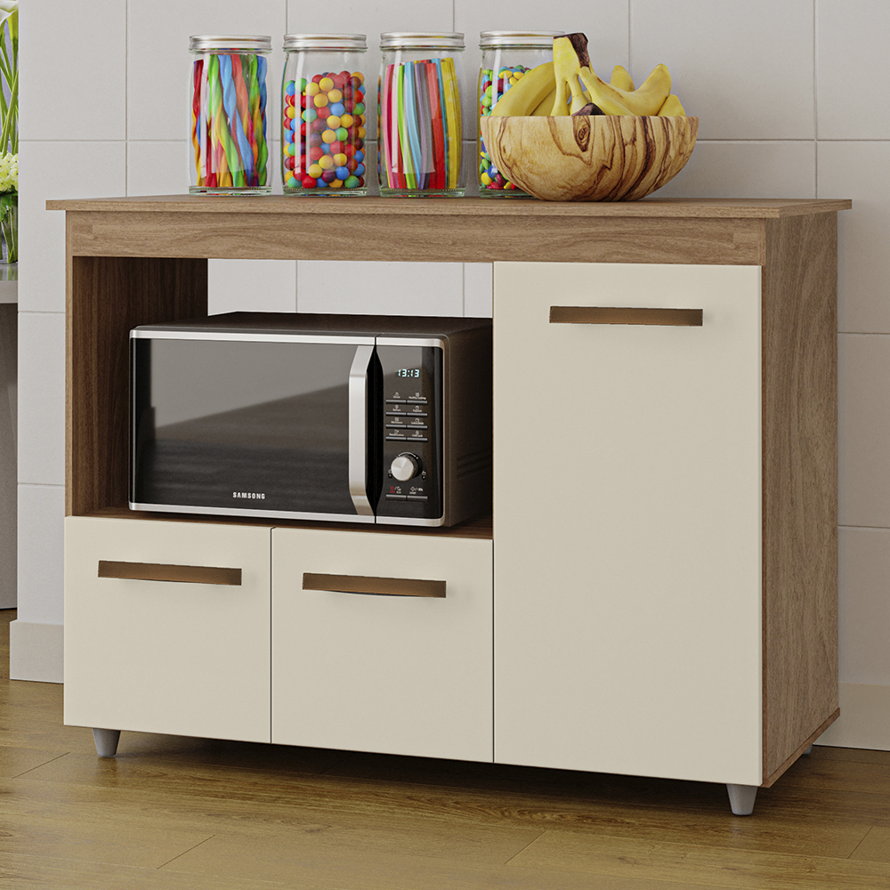 Balcao Multiuso 3 Portas 114cm 9480 Savana Off White Mobbs