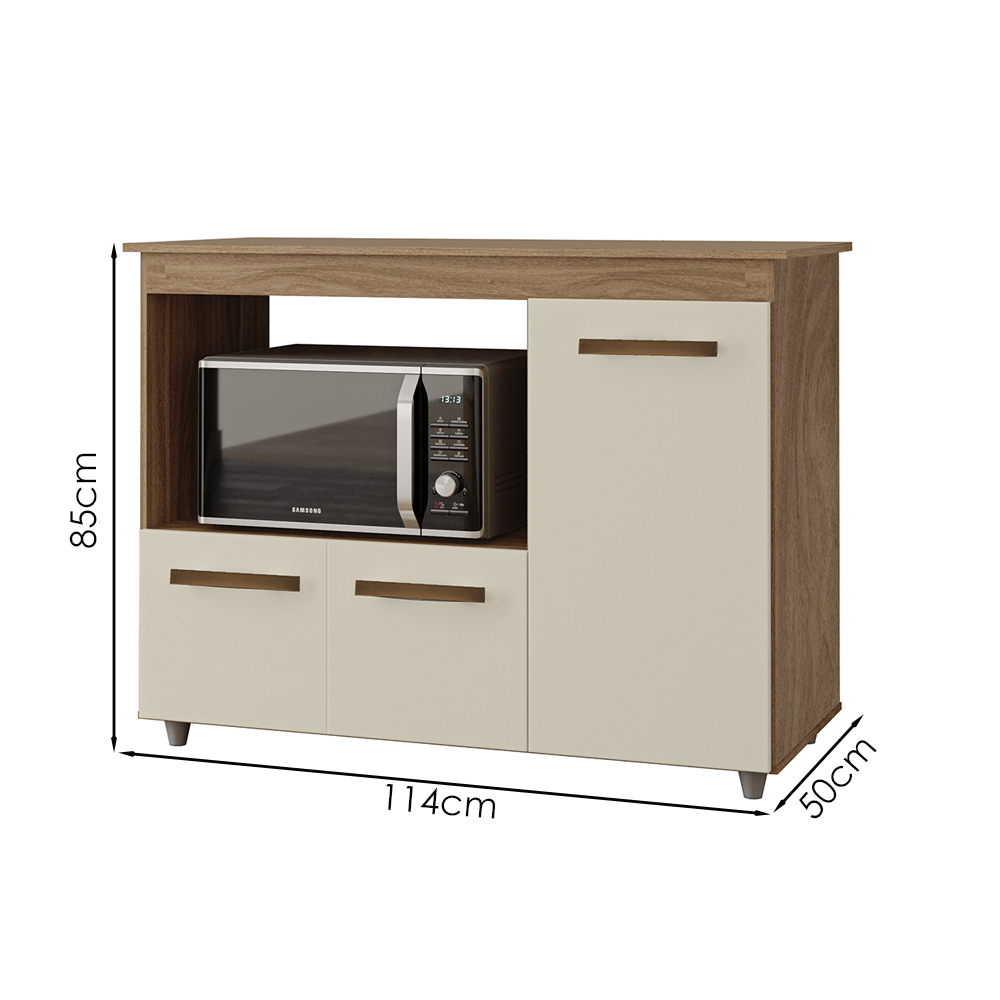 Balcao Multiuso 3 Portas 114cm 9480 Savana Off White Mobbs