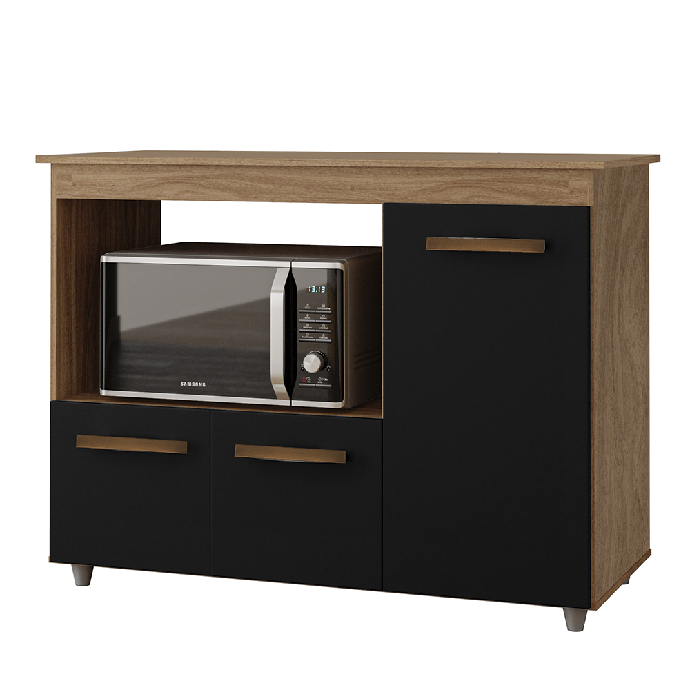Balcao Multiuso 3 Portas 114cm 9480 Savana Preto Mobbs