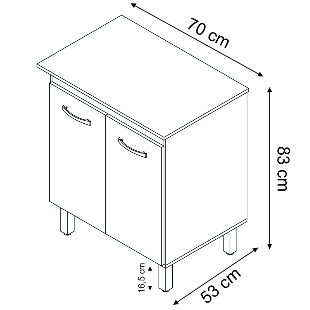 Balcao Multiuso 70cm 2 Portas 9240 Branco Mobbs