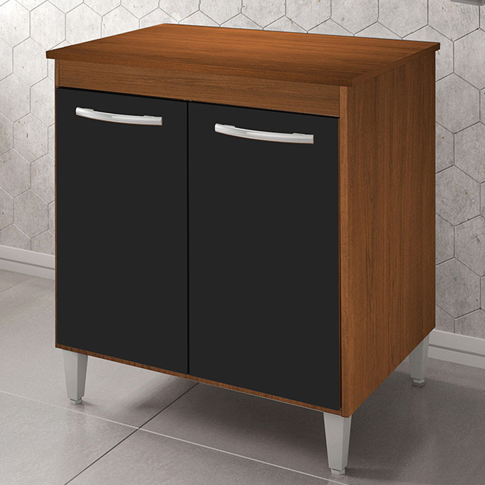 Balcao Multiuso 70cm 2 Portas 9240 Savana Preto Mobbs