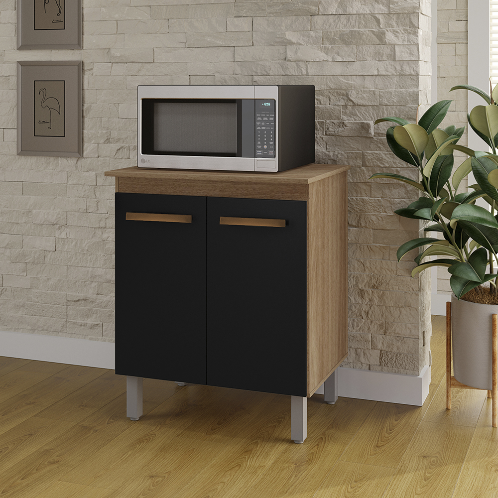 Balcao Multiuso 75 cm 2 Portas 9240 Savana Preto Mobbs