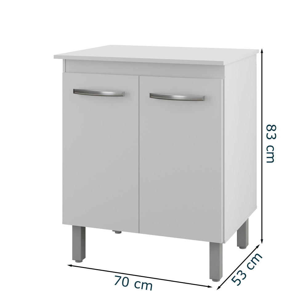 Balcao Multiuso C/ Tampo 70 cm 2P Serena Branco Mobbs