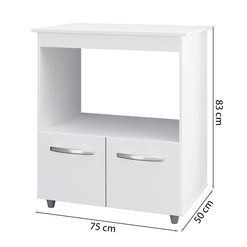 Balcao Multiuso C/ Tampo 83 cm 2P Angela Branco Mobbs