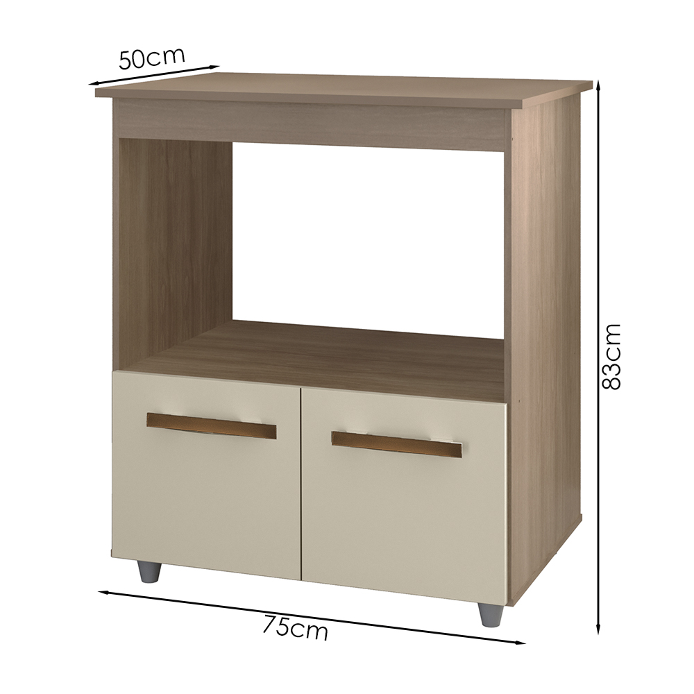 Balcao Multiuso Com Nicho 75cm 9450 Savana Off White Mobbs