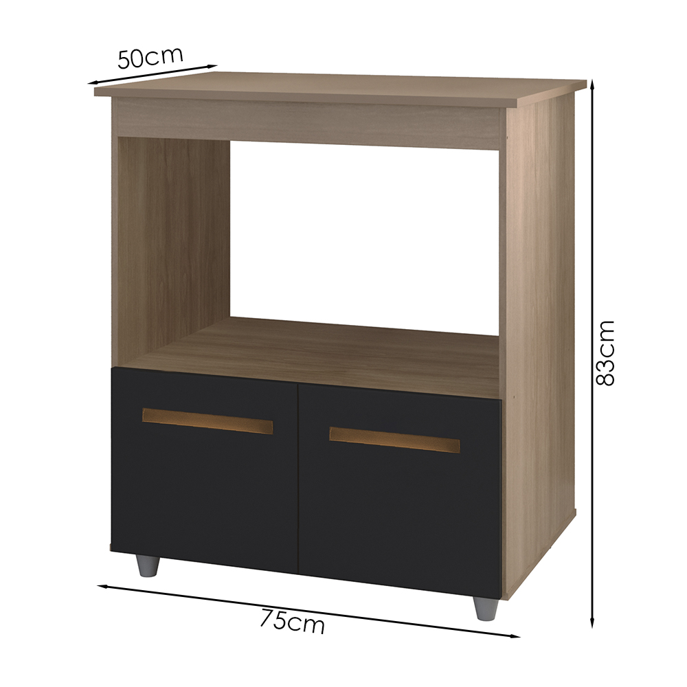 Balcao Multiuso Com Nicho 75cm 9450 Savana Preto Mobbs