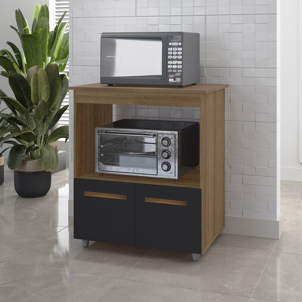 Balcao Multiuso Com Nicho 75cm 9450 Savana Preto Mobbs