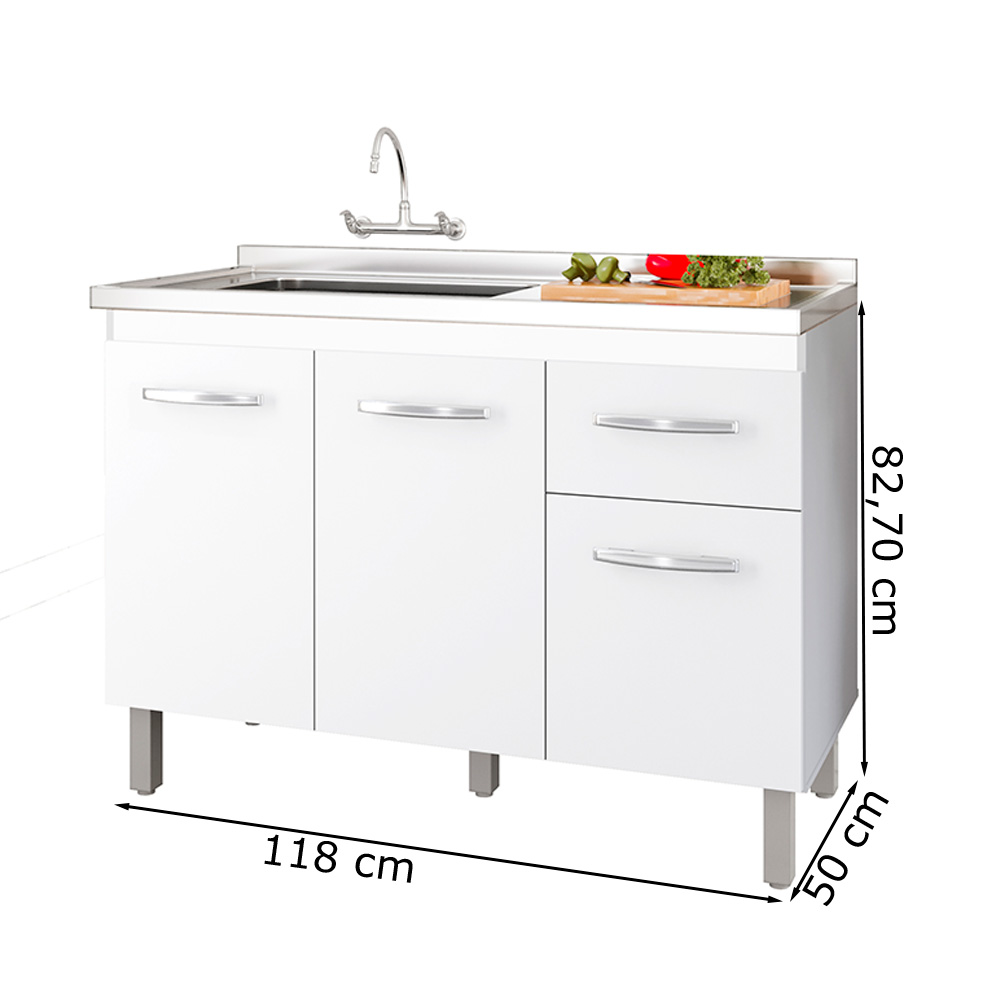 Balcao P/ Pia Sem Tampo Anita 120 cm Mobbs cor:Branco