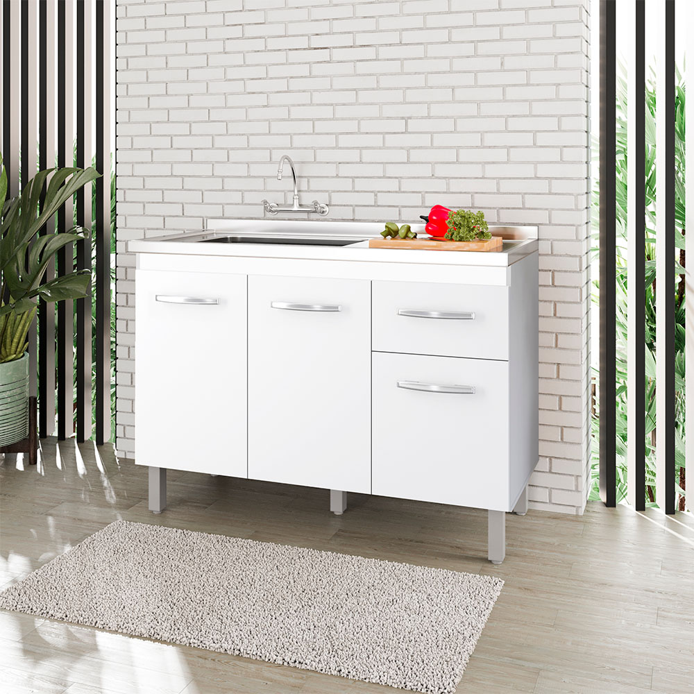 Balcao P/ Pia Sem Tampo Anita 120 cm Mobbs cor:Branco