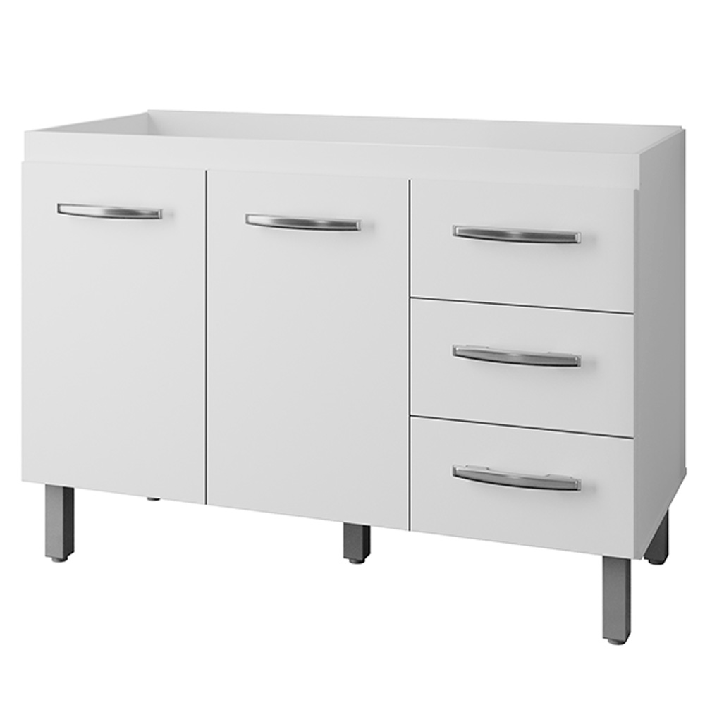 Balcao P/ Pia Sem Tampo Bianca 120 cm Branco Mobbs