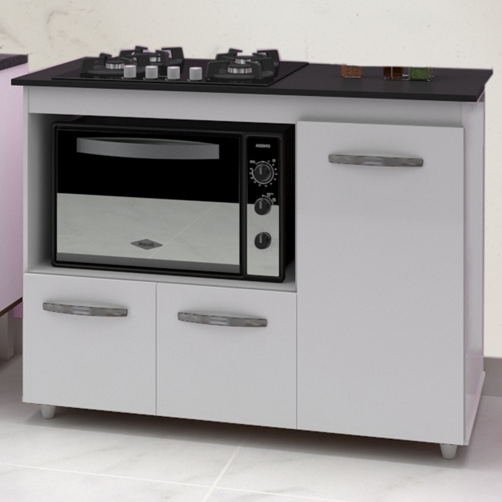 Balcao Para Cooktop 4 Bocas 114cm 9470 Branco Mobbs