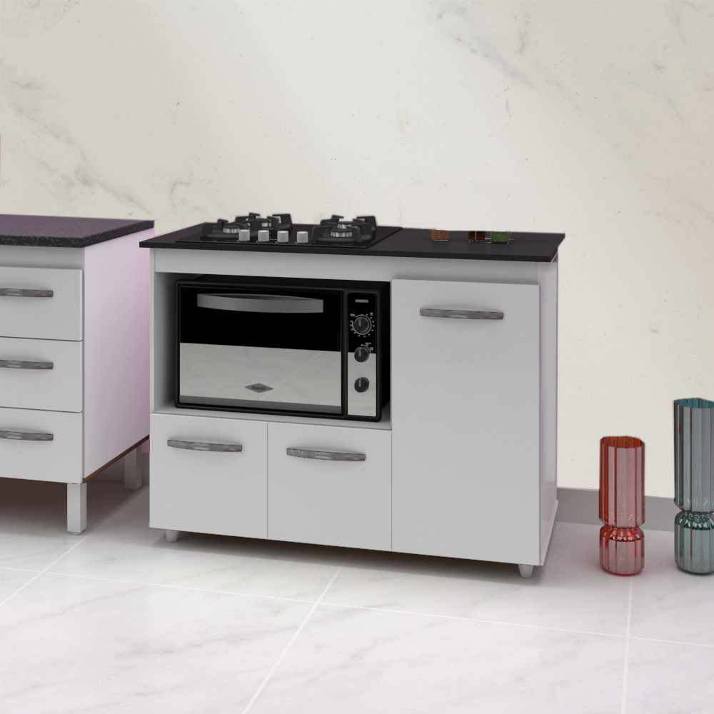 Balcao Para Cooktop 4 Bocas 114cm 9470 Branco Mobbs