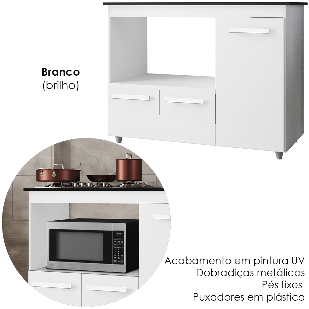 Balcao Para Cooktop 4 Bocas 114cm 9470 Branco Mobbs