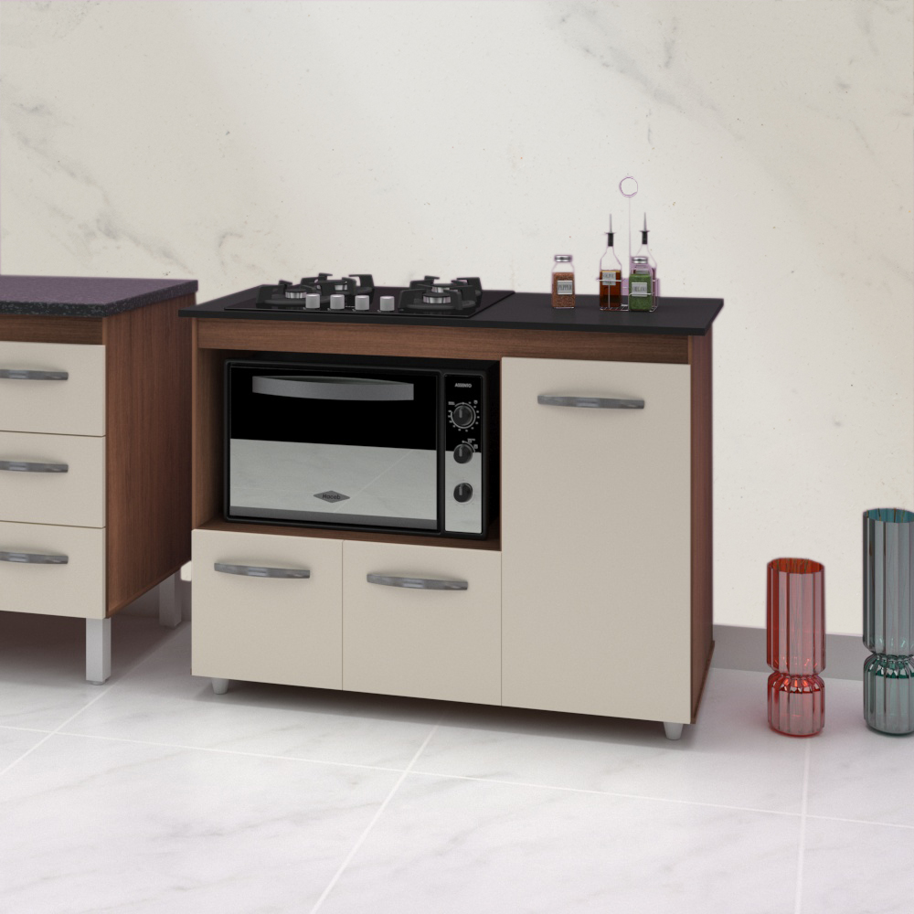 Balcao Para Cooktop 4 Bocas 114cm 9470 Savana Off White Mobbs