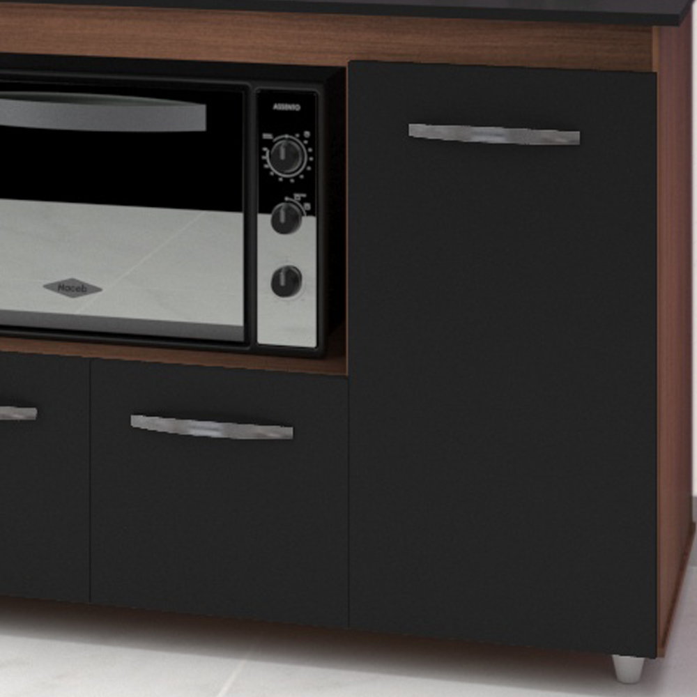 Balcao Para Cooktop 4 Bocas 114cm 9470 Savana Preto Mobbs