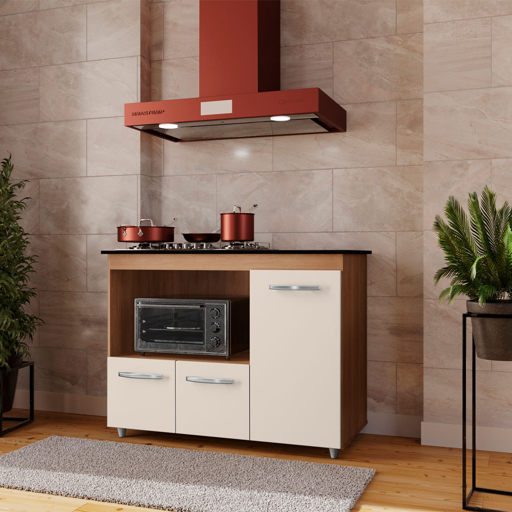 Balcao Para Cooktop 4 Bocas Ana Savana Off White Mobbs