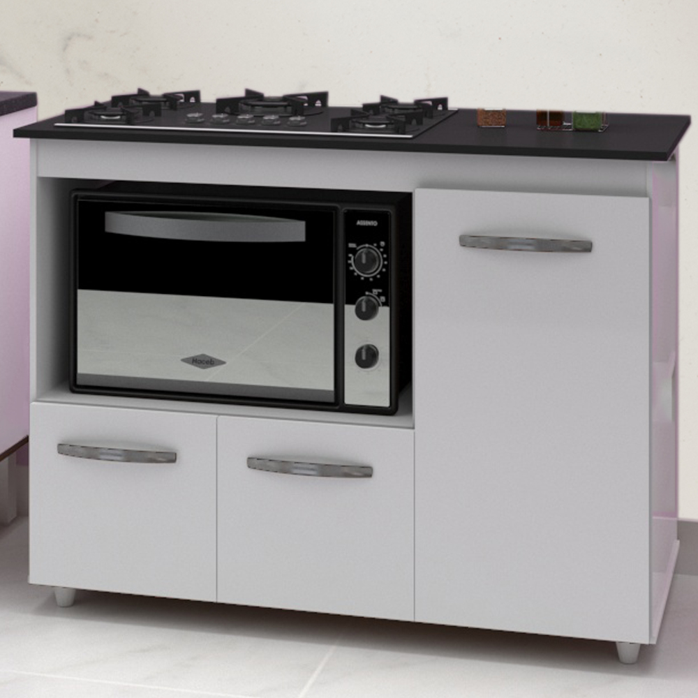 Balcao Para Cooktop 5 Bocas 114cm 9475 Branco Mobbs