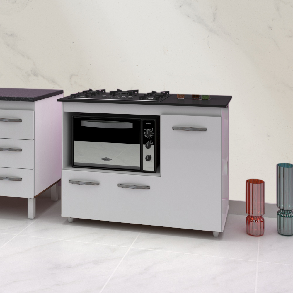 Balcao Para Cooktop 5 Bocas 114cm 9475 Branco Mobbs