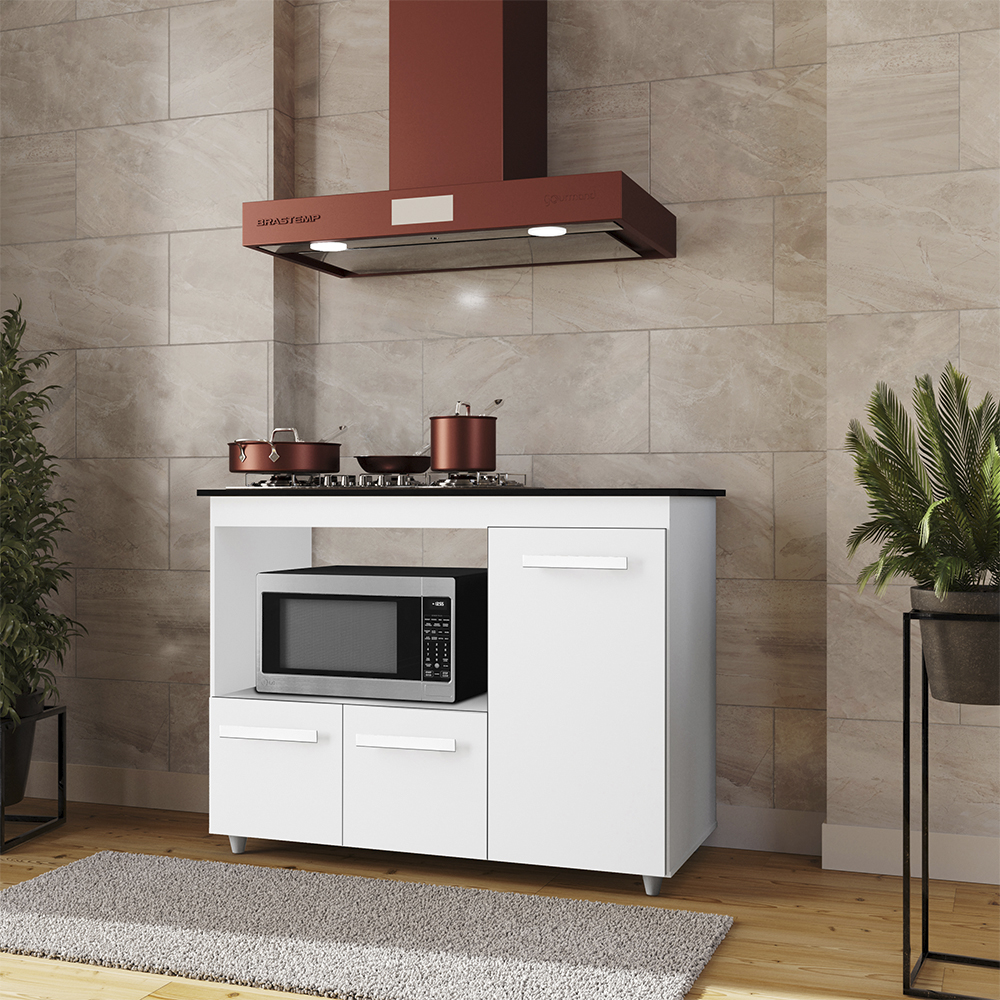 Balcao Para Cooktop 5 Bocas 114cm 9475 Branco Mobbs